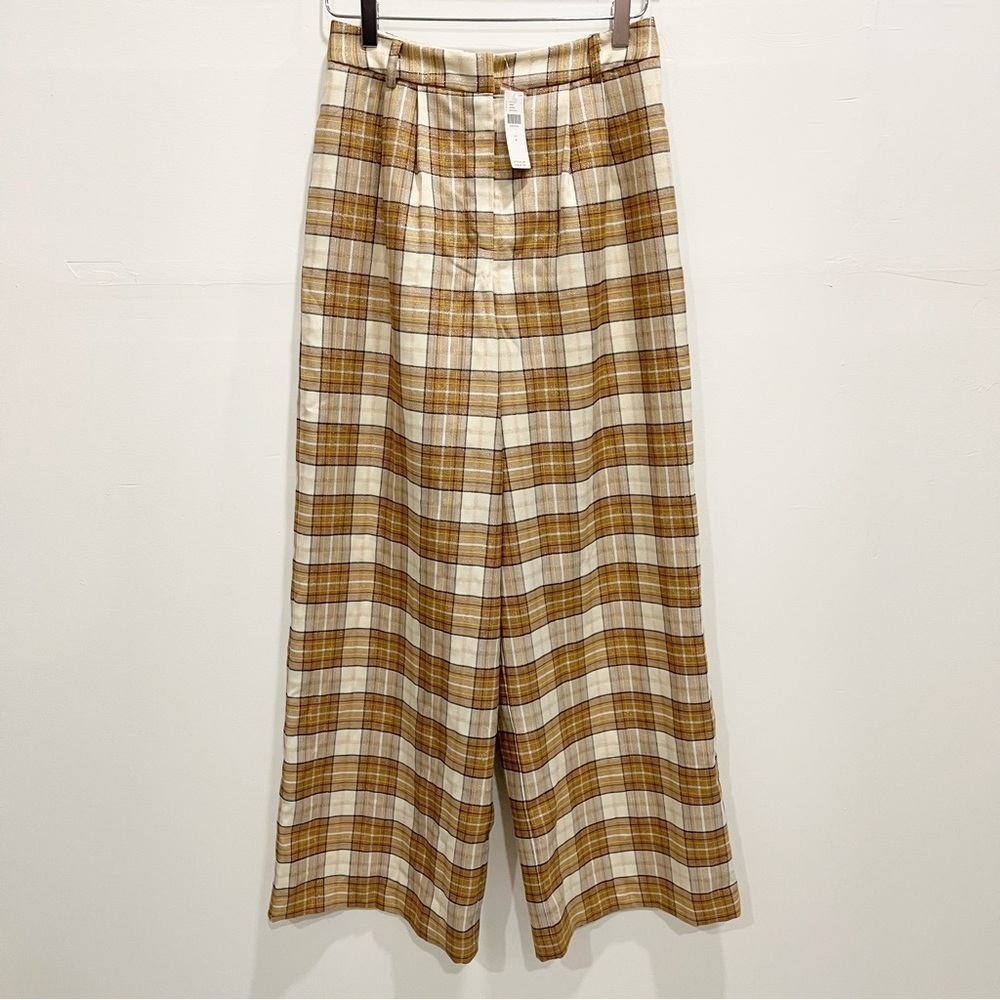 Anthropologie Hutch Plaid Wid-Leg Trousers Pants Size 4 - Picture 4 of 12